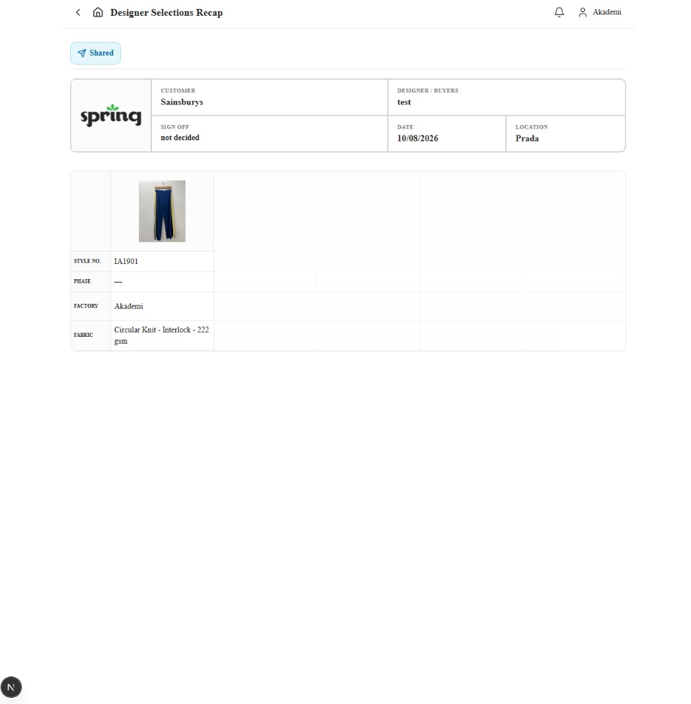 Selection sheet