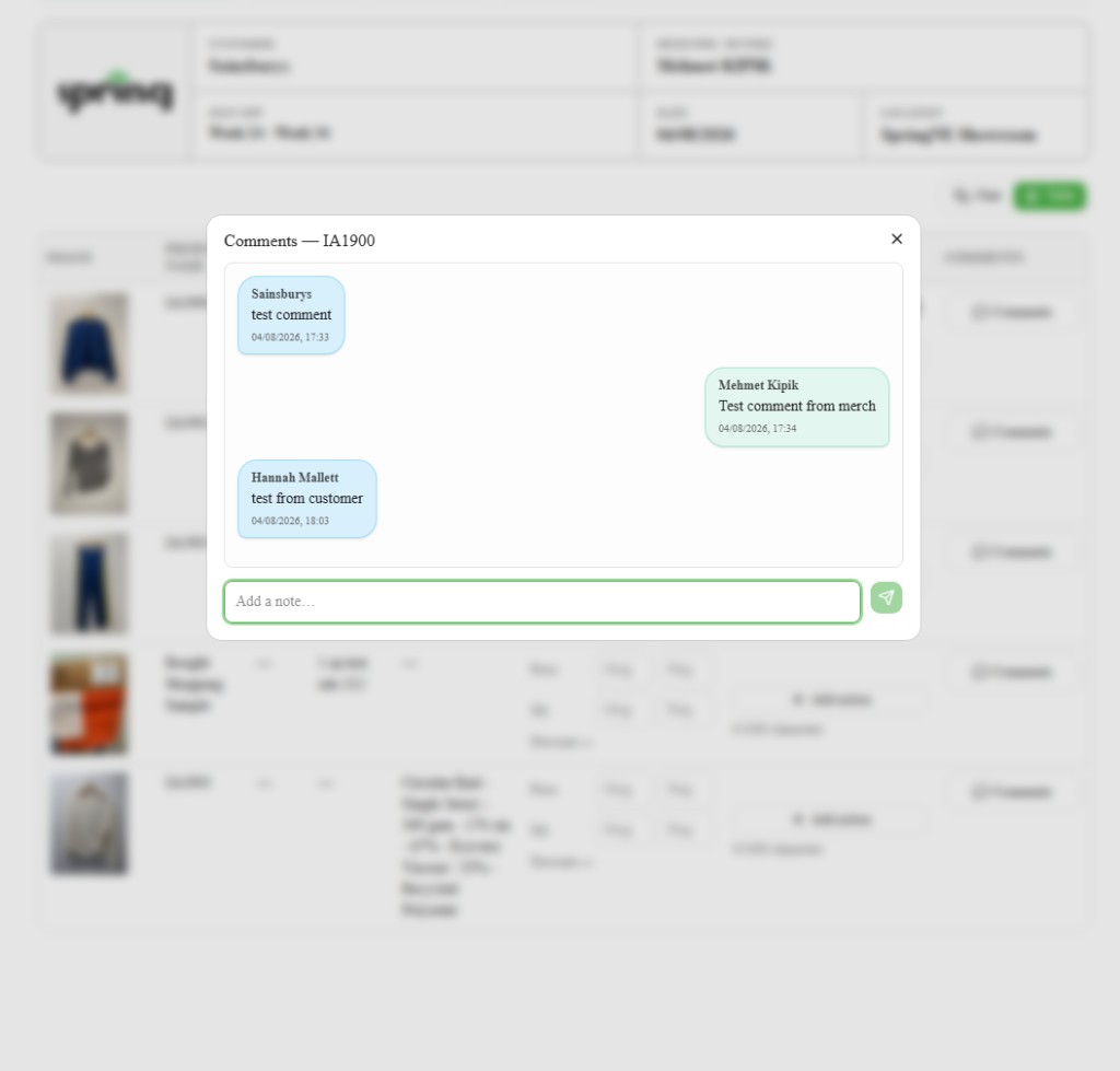 Comments dialog