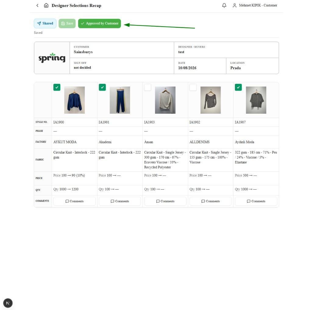 Approved by Customer