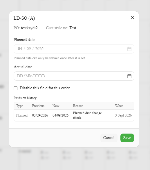 Edit milestone — revision history and reason