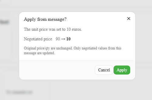Apply from message confirmation