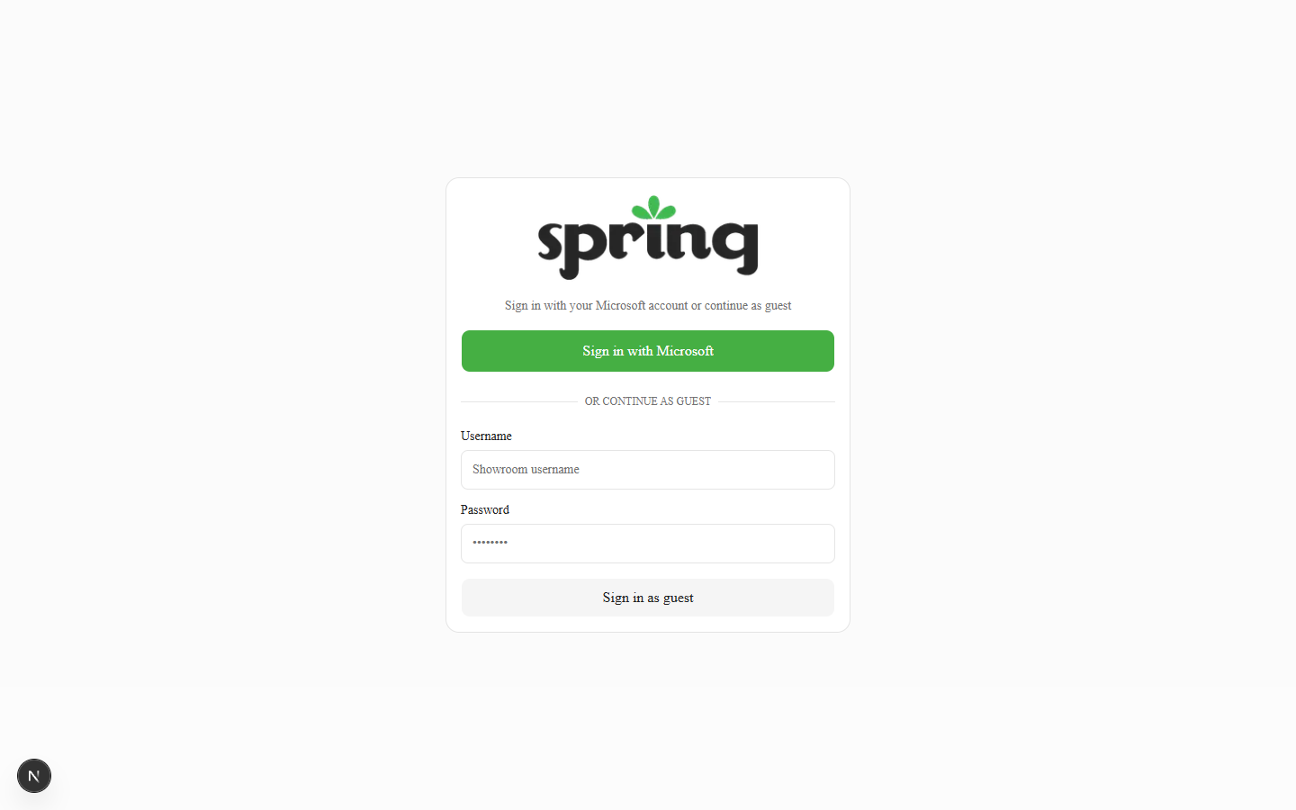 Sign-in page