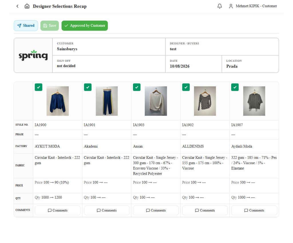 Selection sheet
