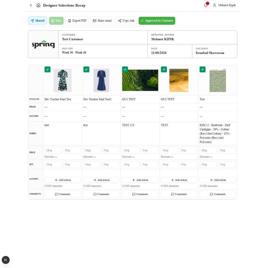 Shared selection sheet