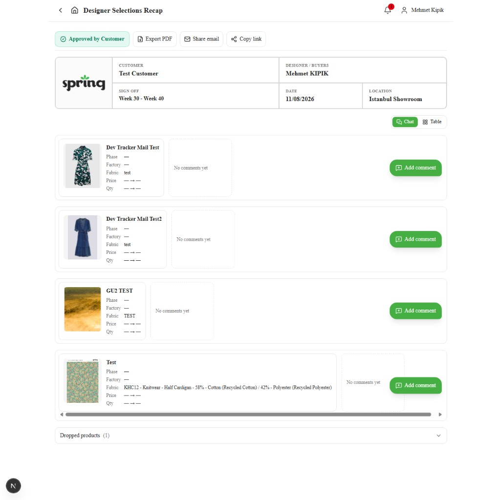 Approved by Customer — Chat view